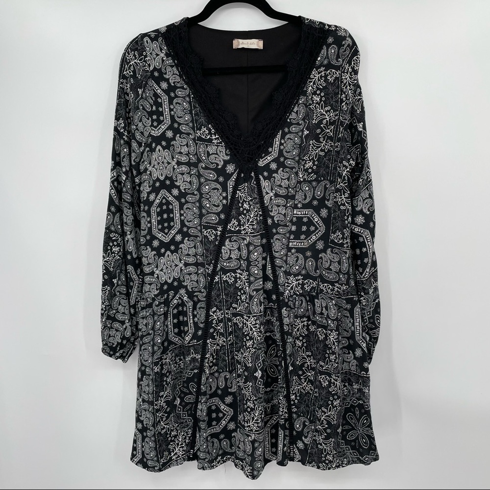 Altar'd State Black & white Patchwork Print Dress